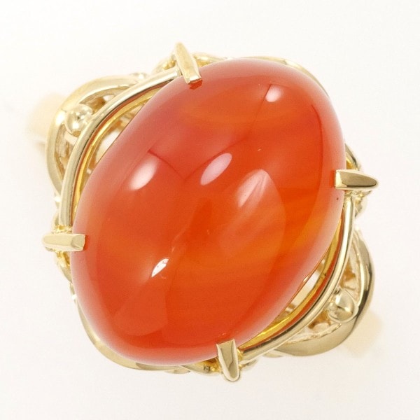 K18 18金 YG イエローゴールド リング 指輪 10号 カーネリアン ジュエリー 中古