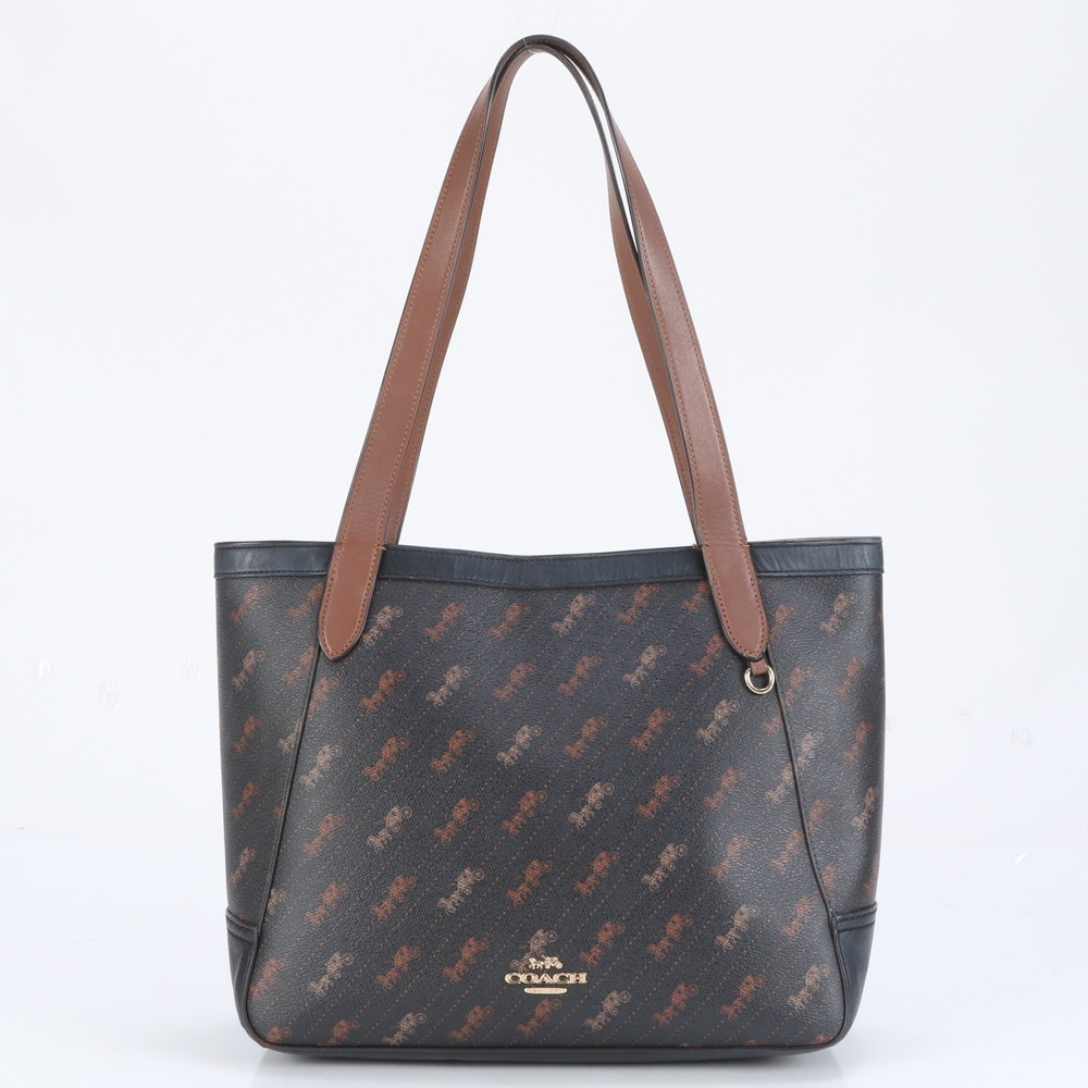 ホース アンド キャリッジ C4061 レザー×コーティングキャンバス トート バッグ 肩掛け ショルダー ハンド A4 レディース RCE CI21-10 中古