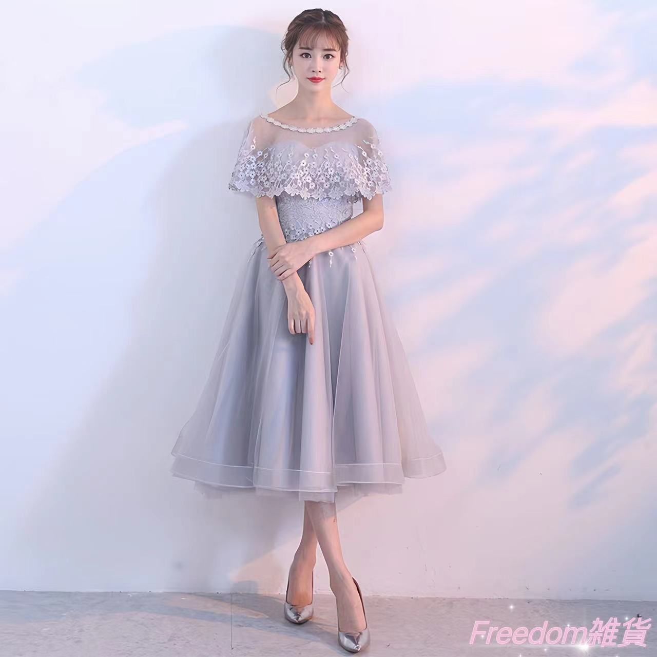 2024年新作夏 膝丈 ニングドレス 演奏会 パーティードレス 袖あり レース 刺繍ドレス 結婚式 ワンピース ピアノ 発表会 お呼ばれ 二次会披露宴 フォーマル 大人 高級 上品 6,910円