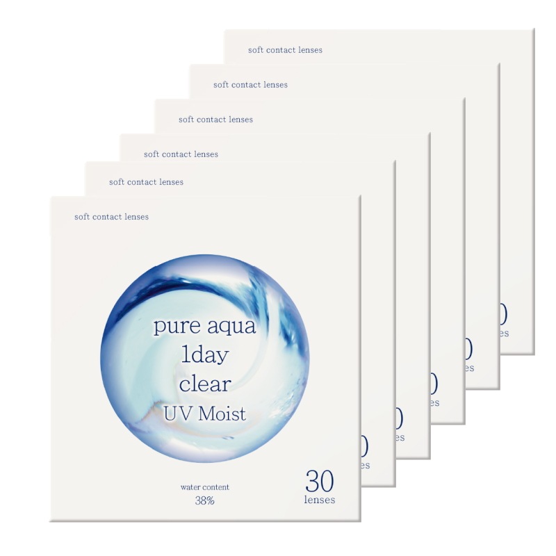 (新規格) 6箱セット ワンデー コンタクトレンズ 30枚 ピュア アクア ワンデー クリア UV Moist by ZERU. 1箱30枚入 1日使い捨て 初心者オススメ 近視 クリアコンタクト コ