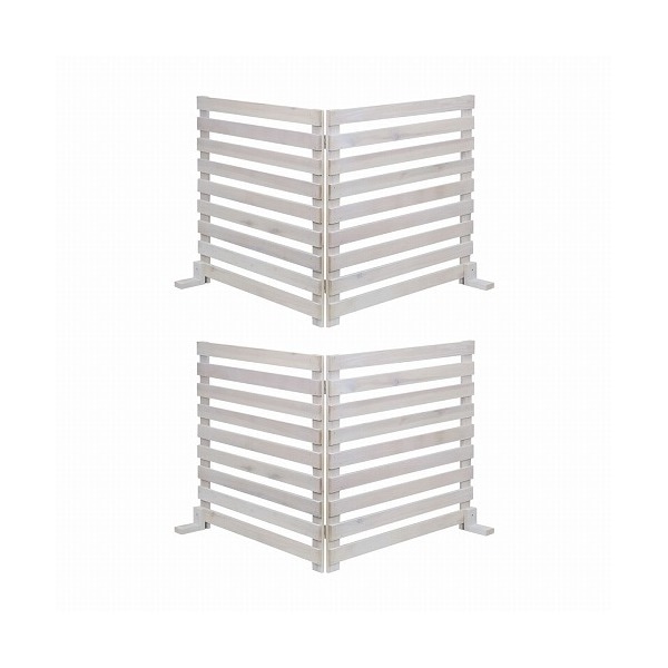 住まいスタイル WF-284YK-WHT 折り畳めるウッドフェンス142×71(横ボーダー) 2枚組 ホワイト メーカー直送
