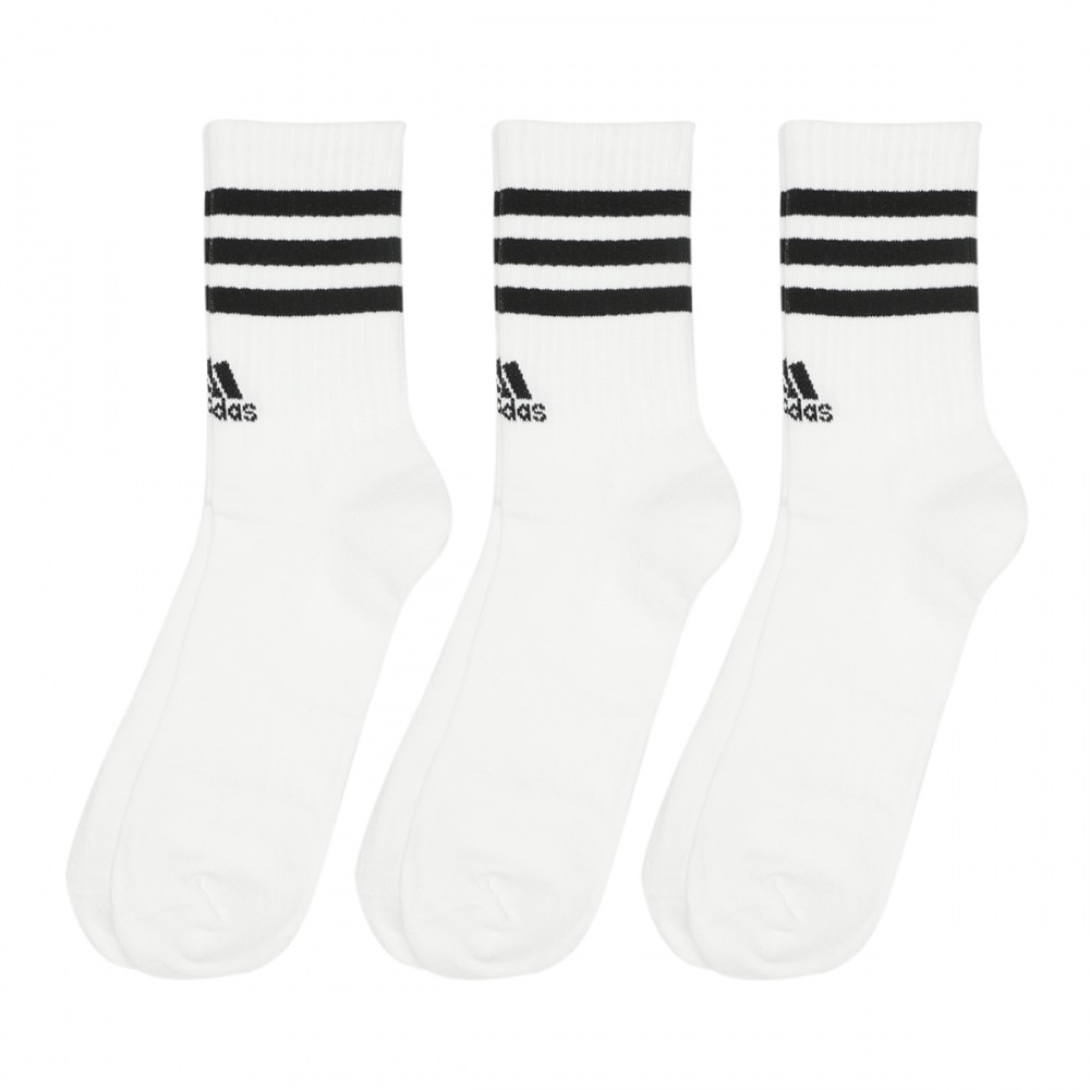 ADIDAS 3Sクッションドクルーサックス3P HT3458-WHITE/BLACK