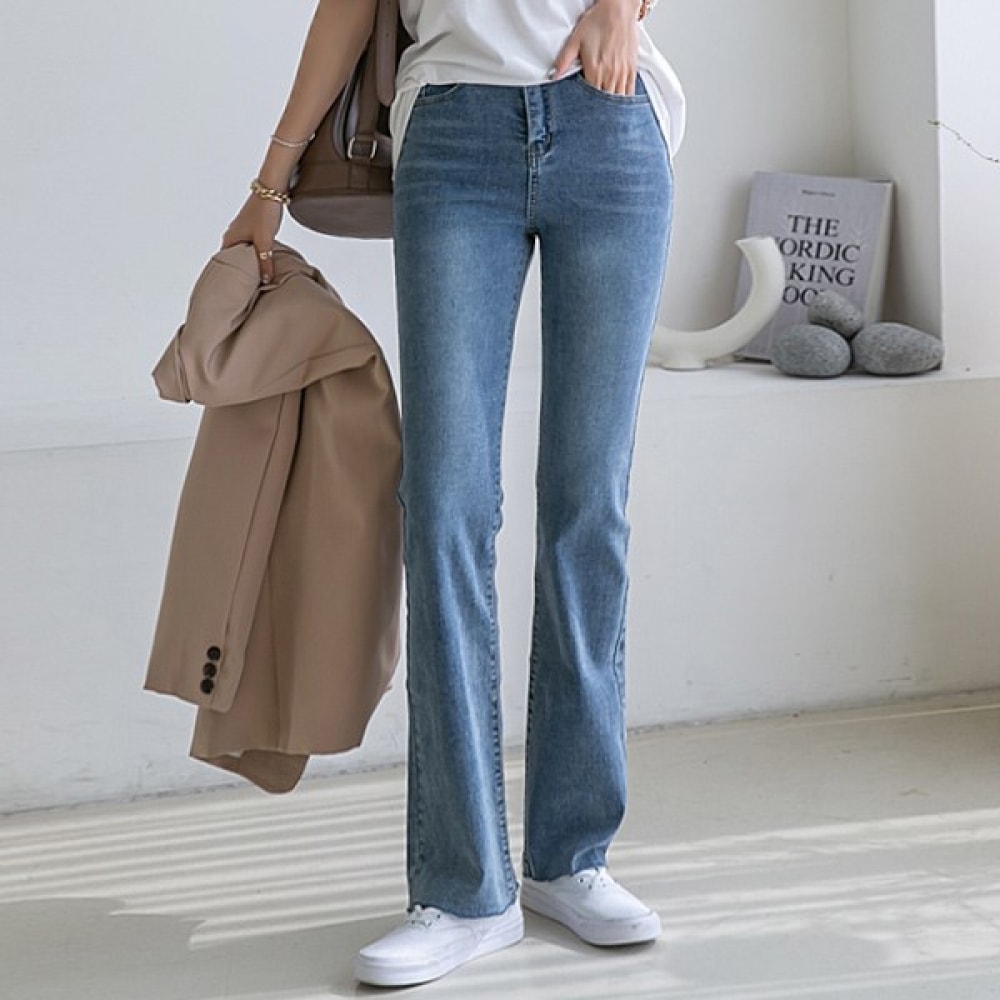 (NAK21) (S~L) ロングレッグウォッシュブーツカットデニムパンツ NK21-P-16