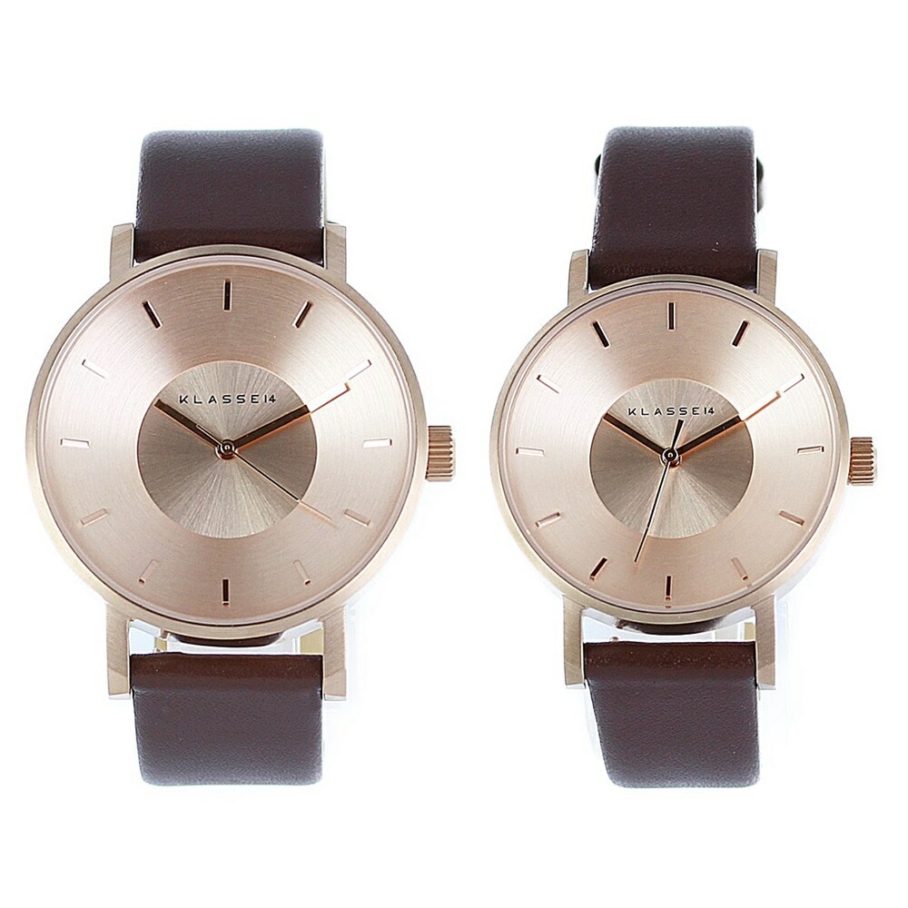 クラス14 時計 メンズ レディース ユニセックス ペアウォッチ Volare ローズゴールド ブラウン 最高級レザー 42mm 36mm VO14RG002MVO14RG002W カップル 男女 ペ