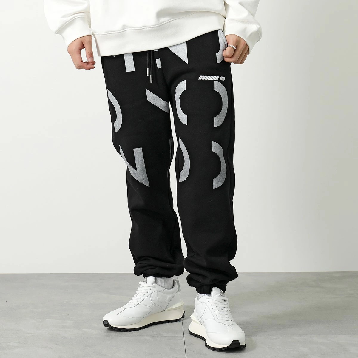 NUMERO 00 ヌメロ スウェットパンツ PANT TYPO 22156 メンズ ロゴ コットン 裏起毛 オーバーサイズ BLACK