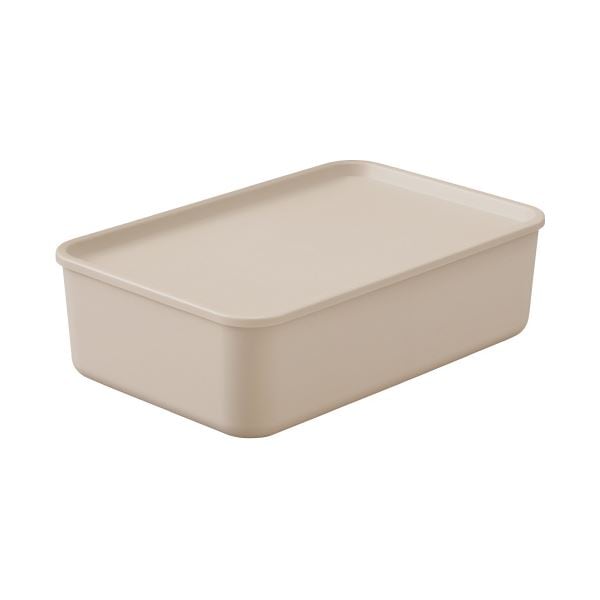 （まとめ）フタ付き積み重ねボックス45 Mサイズ ピンク [x3セット]