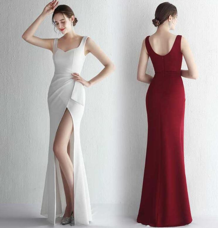 5color パーティードレス ナイトドレス レディース ロングドレス キャミソール スリット タイトワンピース Vネック ヒップラップ 着痩せドレス セクシー マーメイドドレス イブニングドレス お