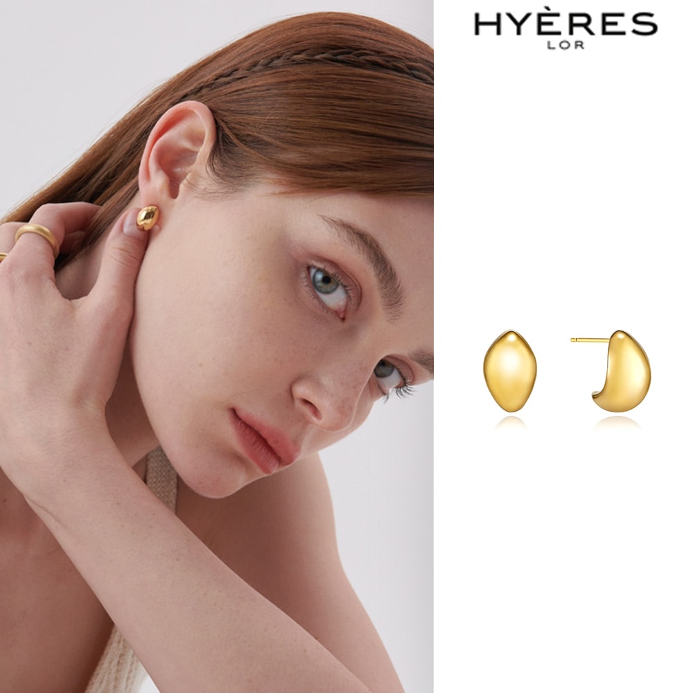 【HYERES LOR】Champagne Fullmoon Wide Earrings ピアス HYERES LOR] Champagne Full Moon Brass(Y) Almond Earring ピアス