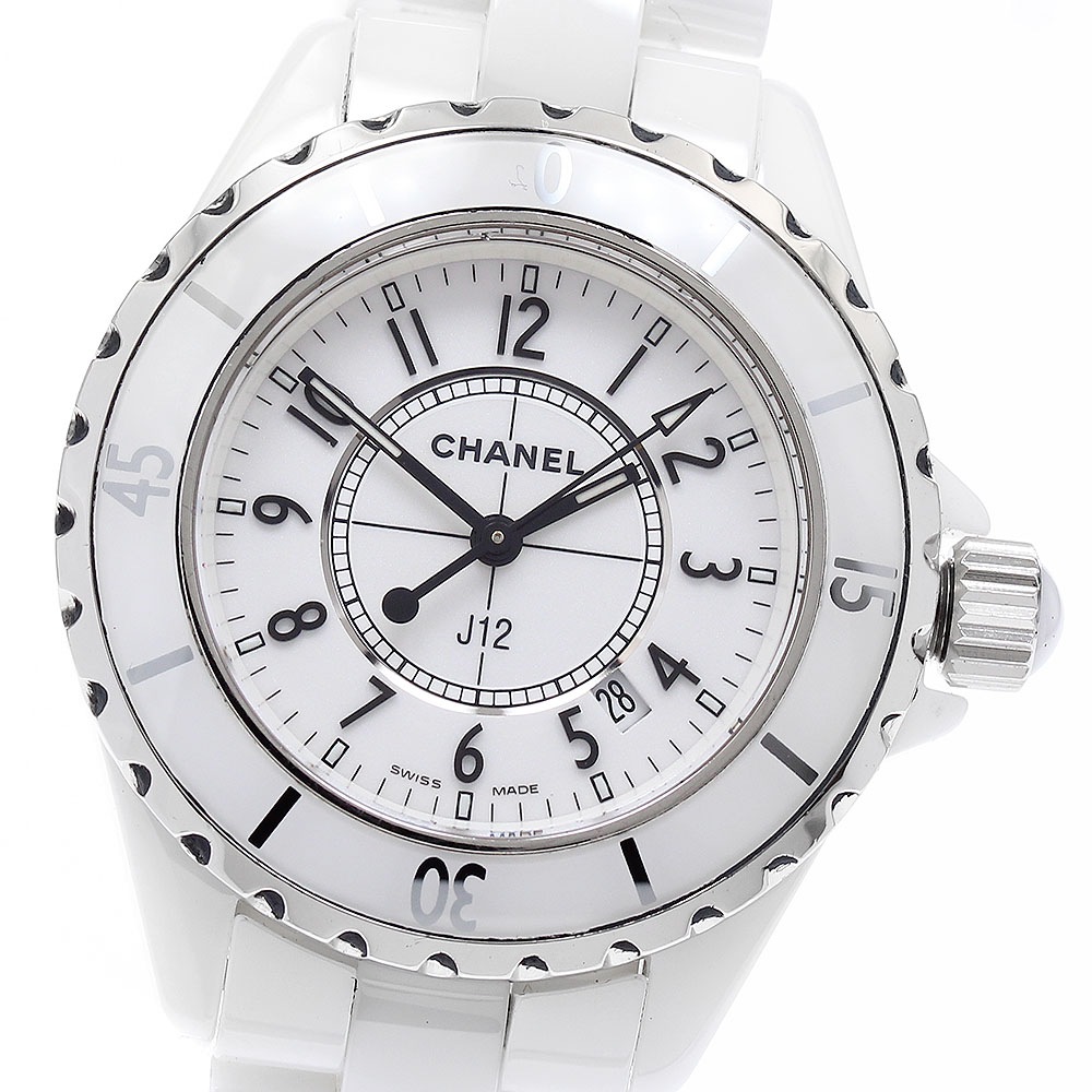 シャネル CHANEL H0968 J12 33ｍｍ 白セラミック クォーツ レディース _890460【中古】
