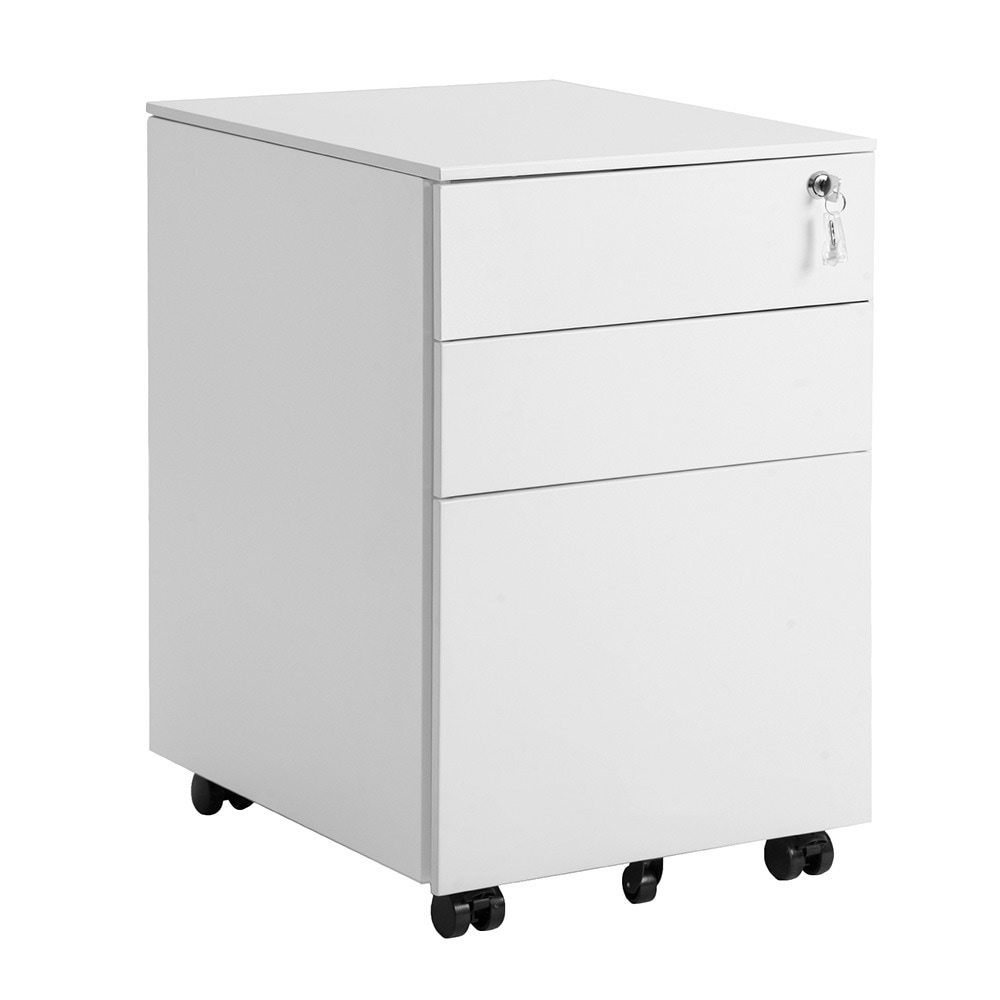 【値上げ予定　10月7日】デスクワゴン サイドワゴン ラック　完成品　鍵付き キャスター付き 脇机 オフィス 収納　A4　キャビネット 脇机 引き出し 鍵