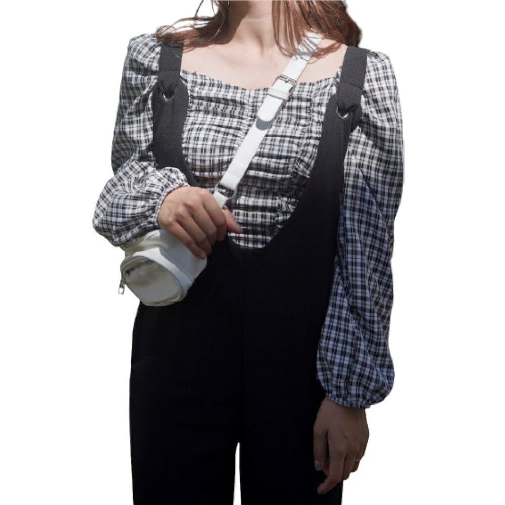 Monotone Check Shirring Puff Tops A.D.G レディース ファッション
