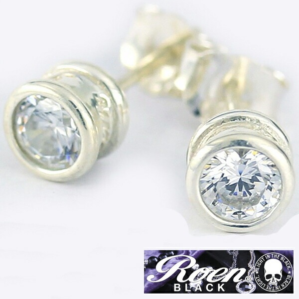 【再入荷なし　即納】Roen BLACK ロエン ブラック キュービックジルコニア スタッド ピアス RO-105 RoenBLACK ロエンブラック アクセサリー シルバー アクセサリー