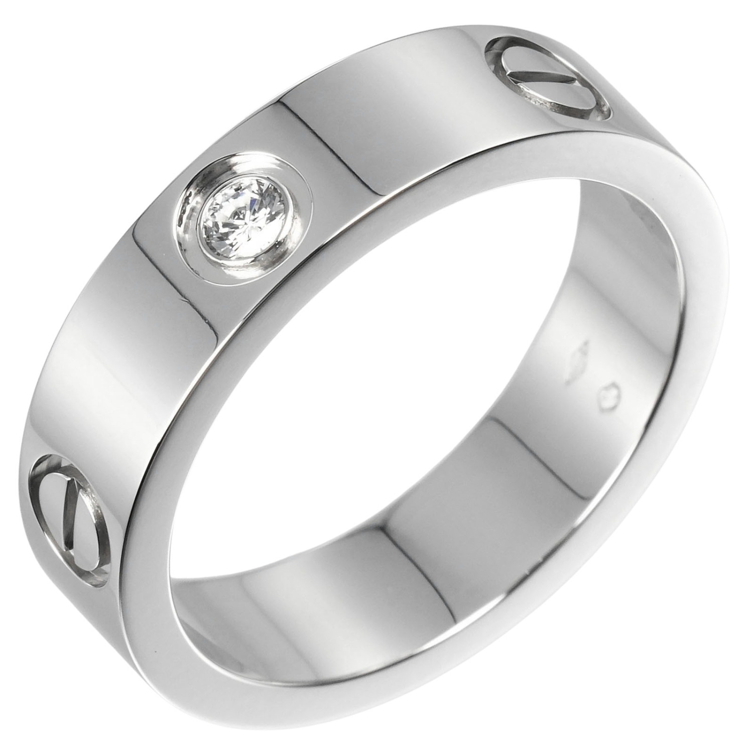 ラブ リング・指輪 Pt950プラチナ 1Pダイヤモンド 17.5号 約13g レディース 中古品 Aランク