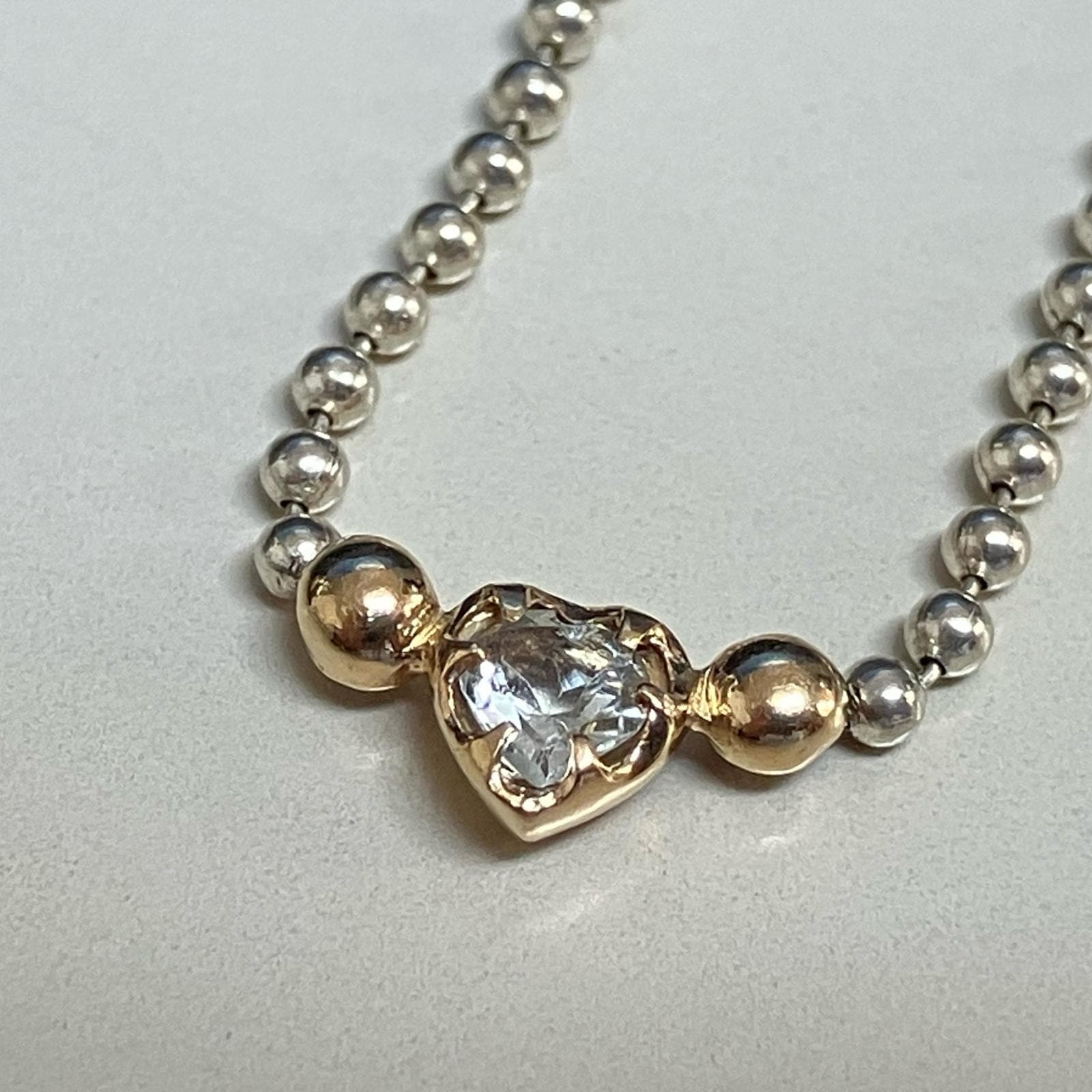 ハート ネックレス K10ゴールド/シルバー ゴールド シルバー 4C K10 SILVER刻印【中古】 レディース