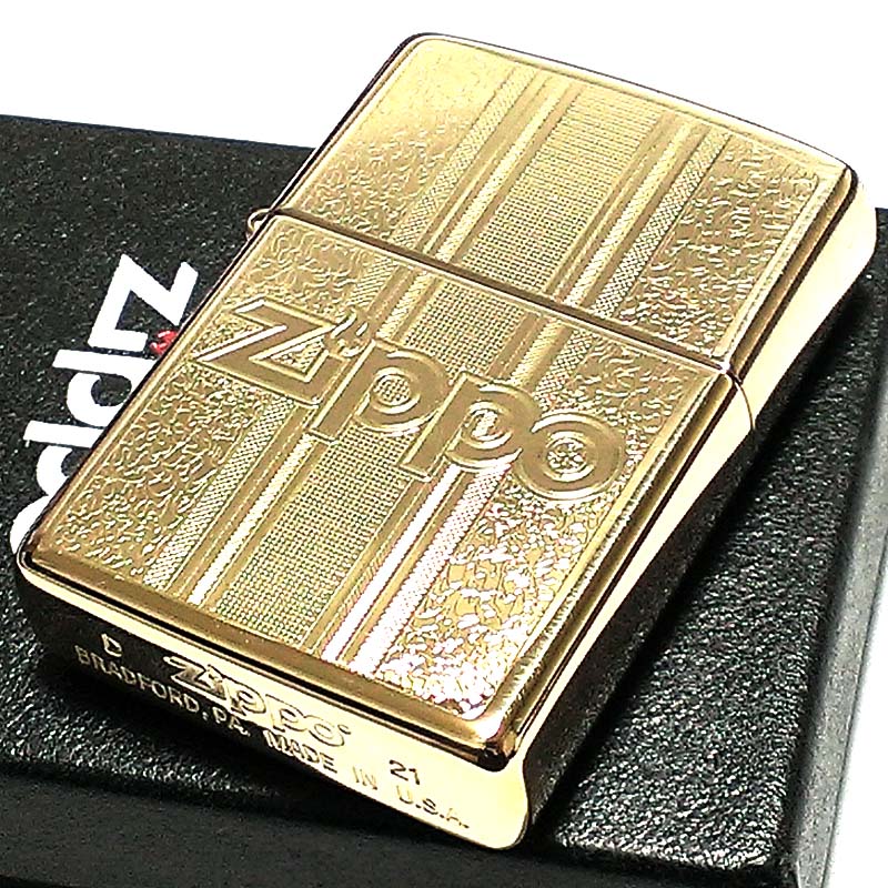 ZIPPO ライター シャンパンゴールド ジッポロゴ 金タンク 彫刻 おしゃれ 高級 ゴールドインサイドユニット かっこいい メンズ ギフト プレゼント
