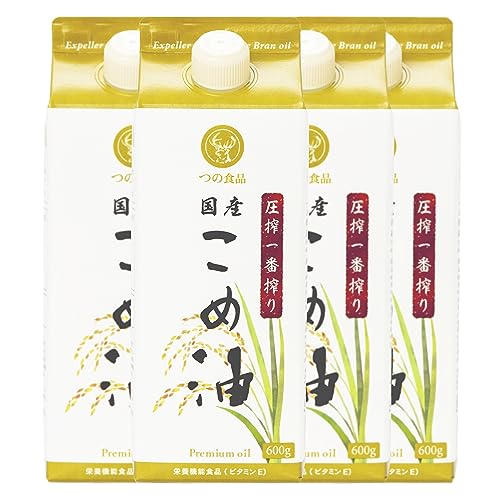 TSUNO 圧搾一番搾り 国産こめ油 紙パック 600g 4本