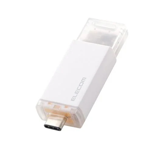エレコム ESD-ESK1000GWH 外付けSSD 1TB USB3.2 Gen2 USB Type-C ノック式 mac Windows対応 ホワイト