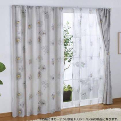 SNOOPY スヌーピー カーテン2枚セット フラワー 100×178cm アイボリー KO-1