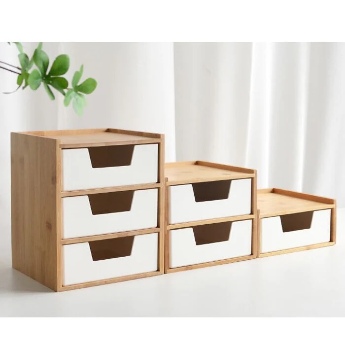 雑貨 小物入れ メイク道具 収納ボックス 竹 収納ケース 木目 引き出し 卓上収納 卓上チェスト