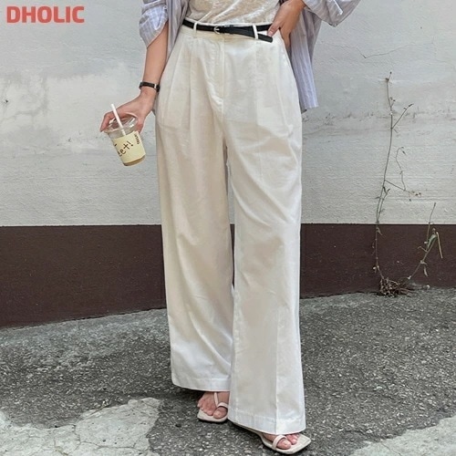 ベルト付コットンワイドツータックスラックス