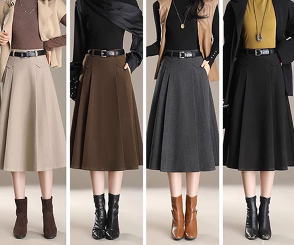 スカート レディース ボトムス プリーツスカート フレアスカート 膝下 ミモレ Aライン ストリート プリーツ かわいい 大人可愛い シンプル カジュアル 上品 おしゃれ マニッシュ ベーシック