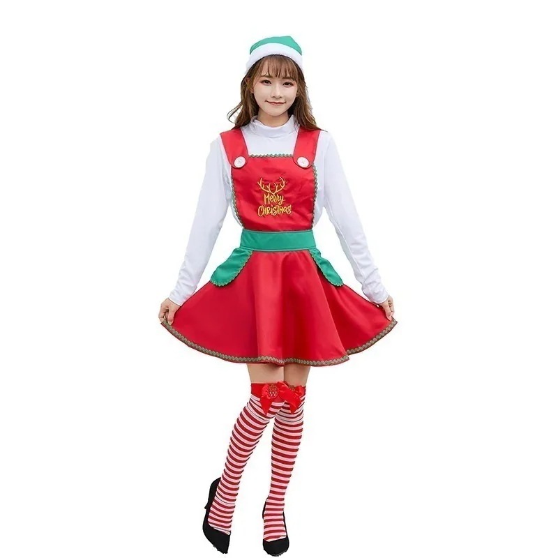 涼しく楽ちんセットア ハロウィンクリスマスパーティー制服欧米映画テレビセクシー気質女性サンタクロース女中コスプレショー服ファッションファスナー個性かわいい仮装舞踏会お衣装を演じるワンピース3点セット