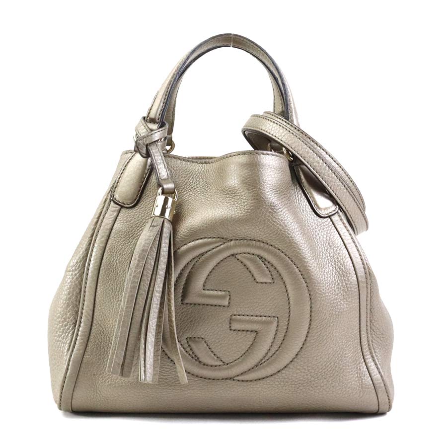 グッチ GUCCI ハンドバッグ ショルダーバッグ ソーホー レザー メタリックグレージュ ゴールド レディース 336751 e59254a