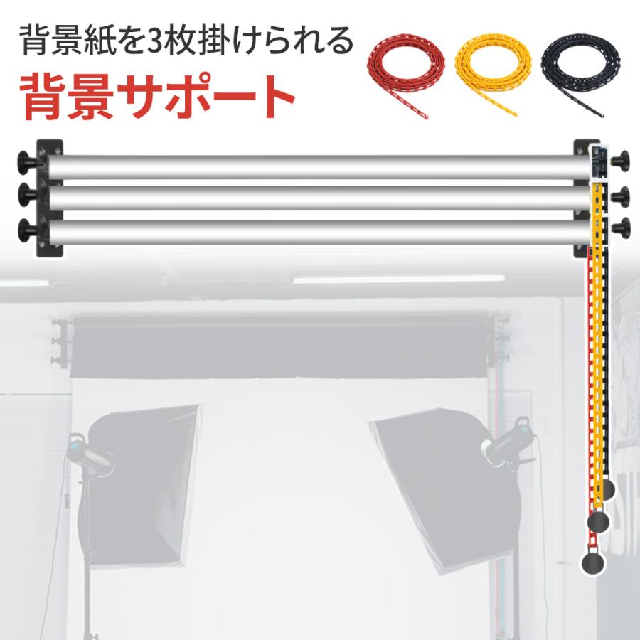 撮影 背景スタンド ロール 背景紙 ホルダー 3連 手動 撮影用 壁掛け 天井吊り スタジオ 撮影スタンド 壁掛け 天井 吊り下げ設置