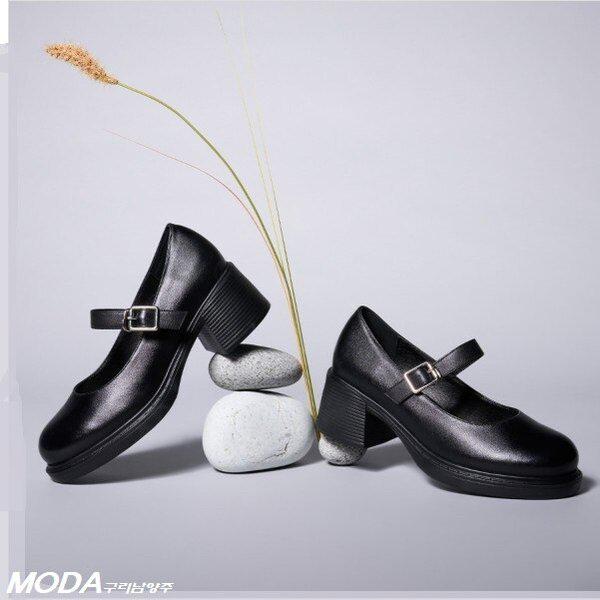 軽量クッションチャンキーメリージェーン女性パンプス1XWD45XO_GN