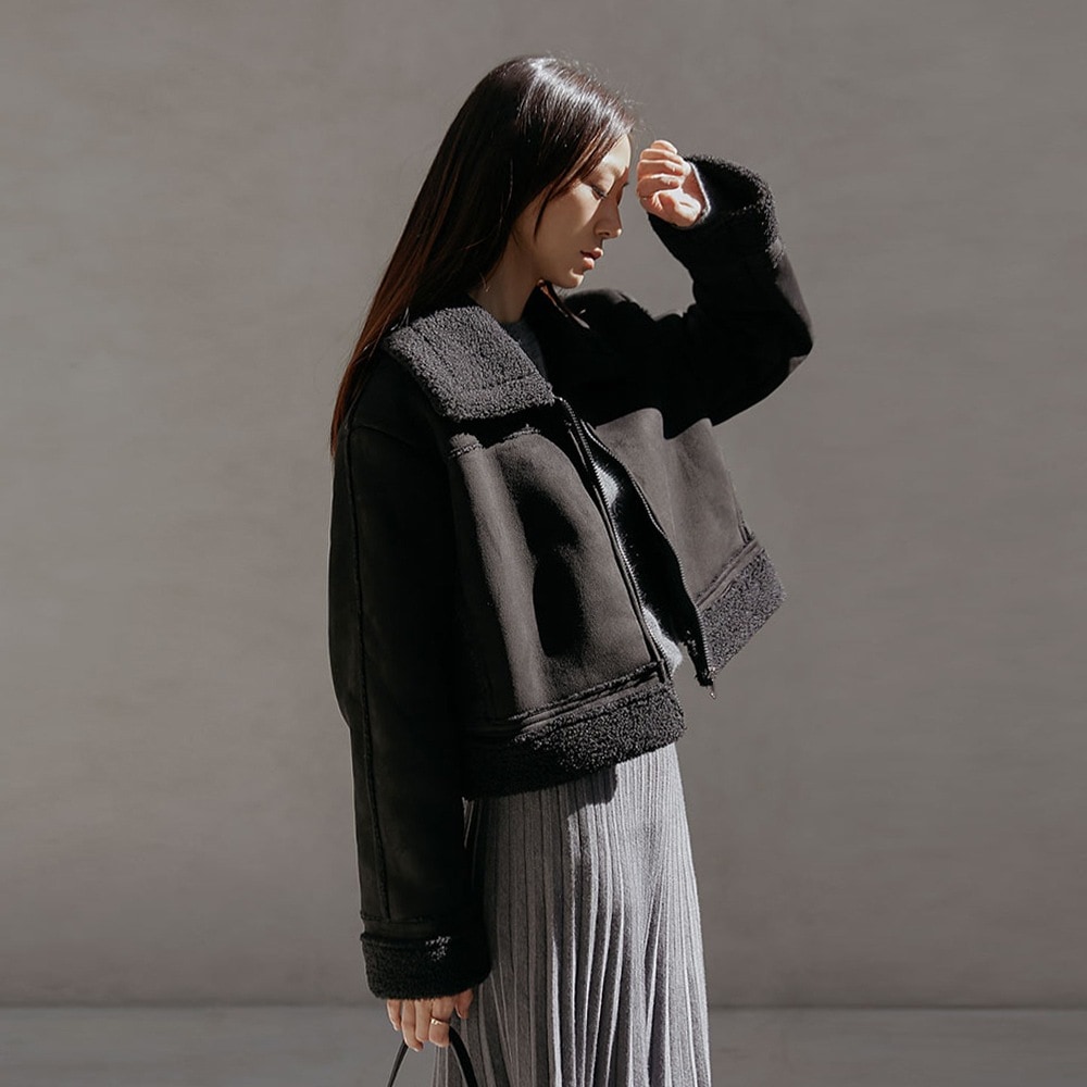 ボア配色ムートンジャケット