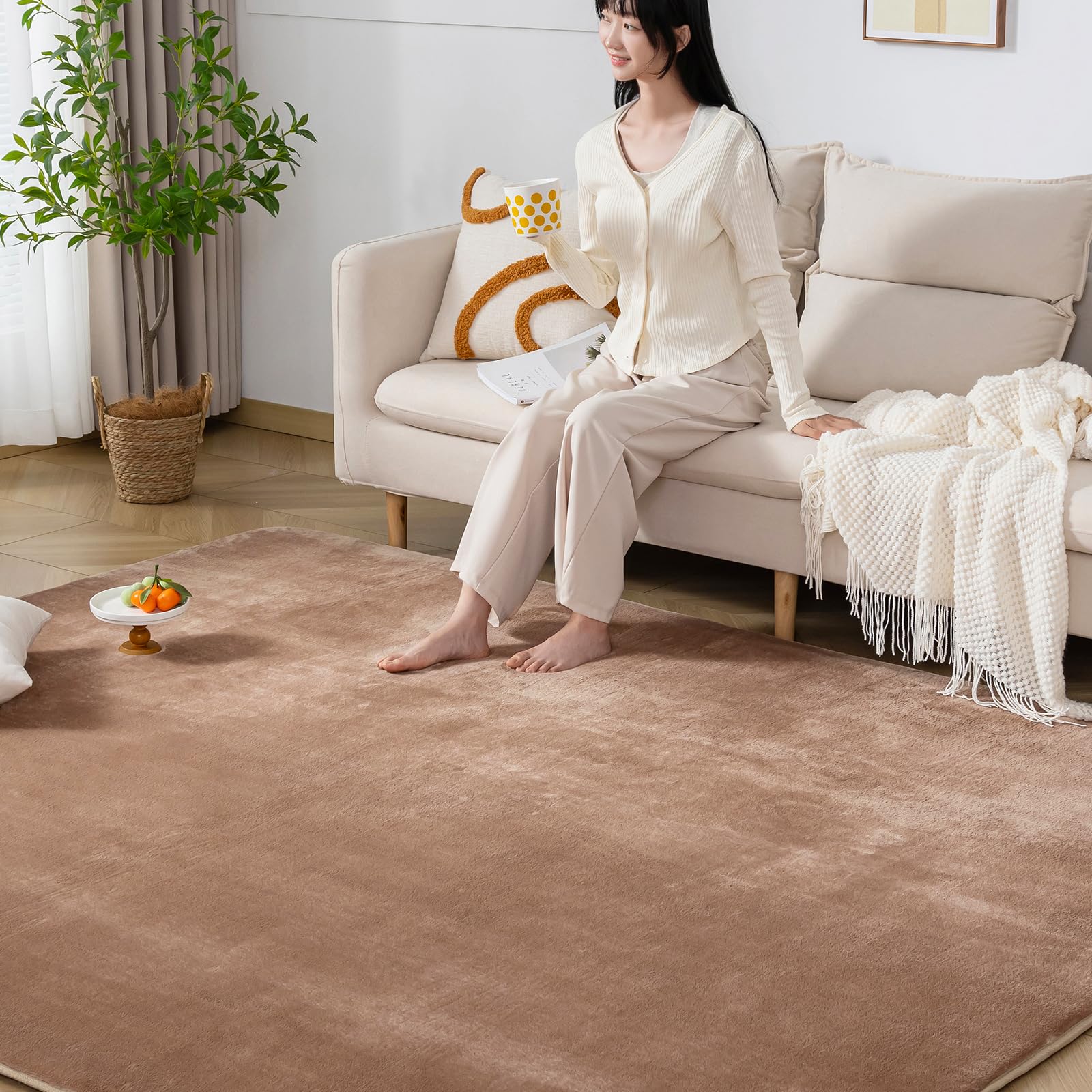 Keusnix ラグ カーペット 低反発 ラグマット 極厚25mm 絨毯 厚手 200x300cm 約4.5畳 滑り止め付 抗菌・防ダニ加工 オールシーズン快適 リビングマット ふわっと手触り じゅう