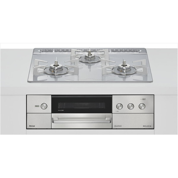 ビルトインガスコンロ プロパンガス用 両側強火タイプ 3口 60cm RHS31W38M14RNSTW-LP アローズホワイト DELICIA