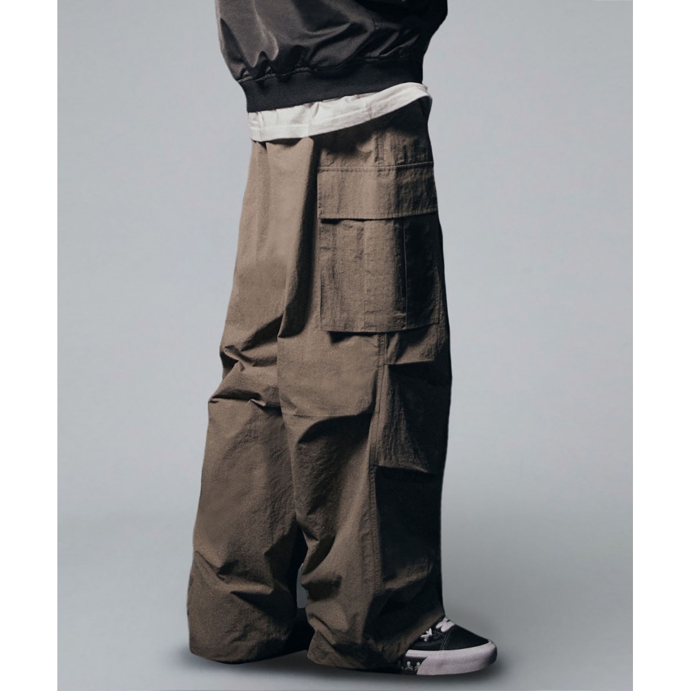 NOT4NERD パラシュートナイロンカーゴパンツ-ライトカーキ