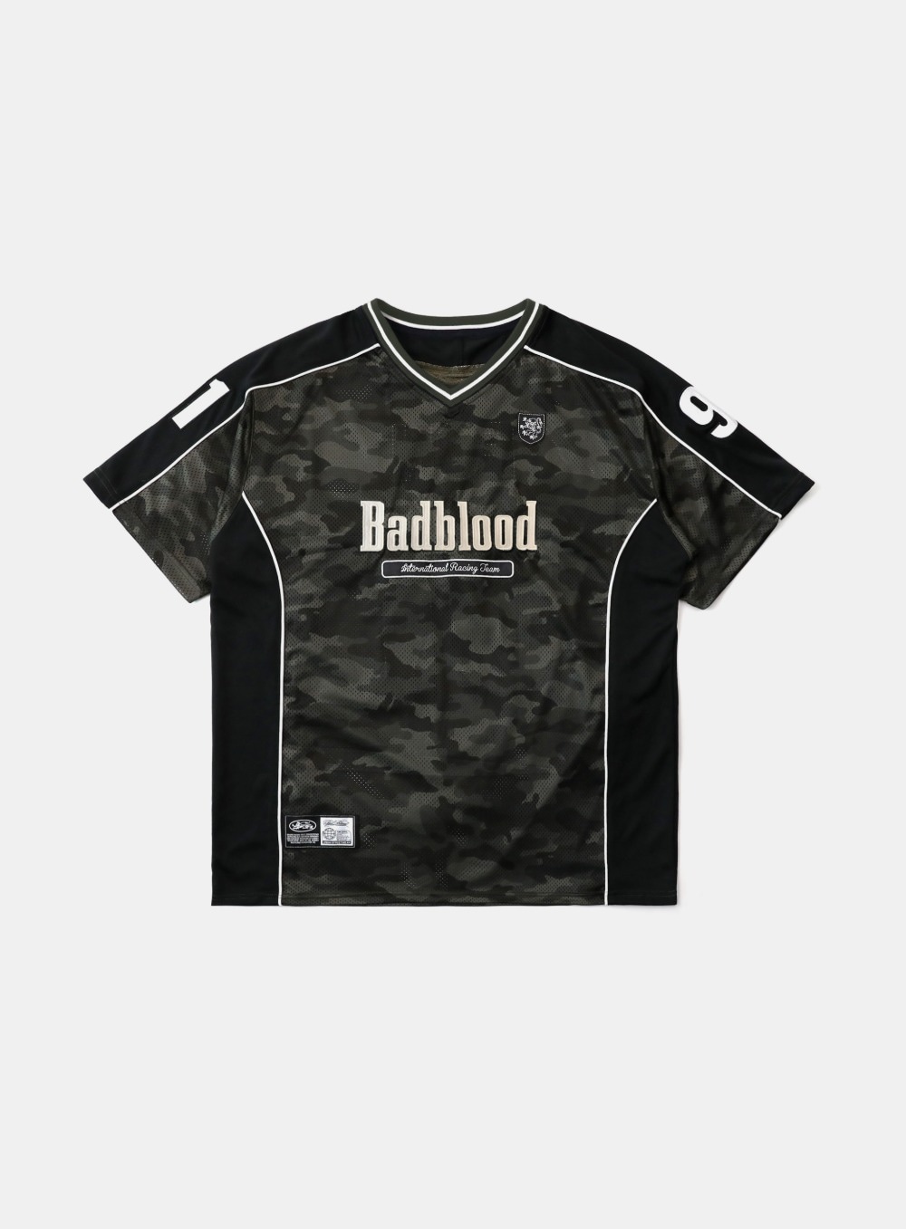 【BADBLOOD】 FON V-NECK JERSEY SHORT SLEEVE : GREEN CAMO