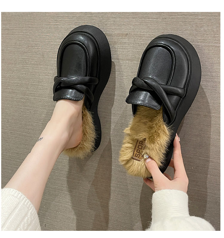 包頭毛半スリッパ女性新型厚底スリッパ 4,829円