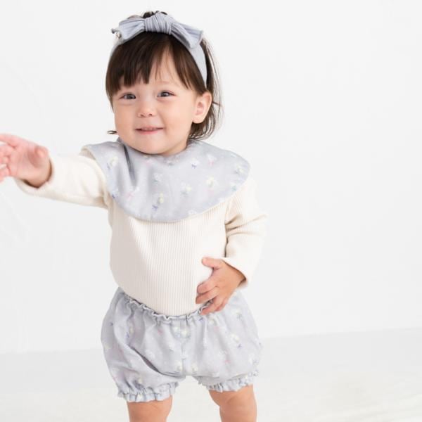 3色から選べる ベビーギフト 3点セット スタイ ヘアバンド ブルマ はなことばシリーズ Lien de famille おしゃれで可愛いプレゼント