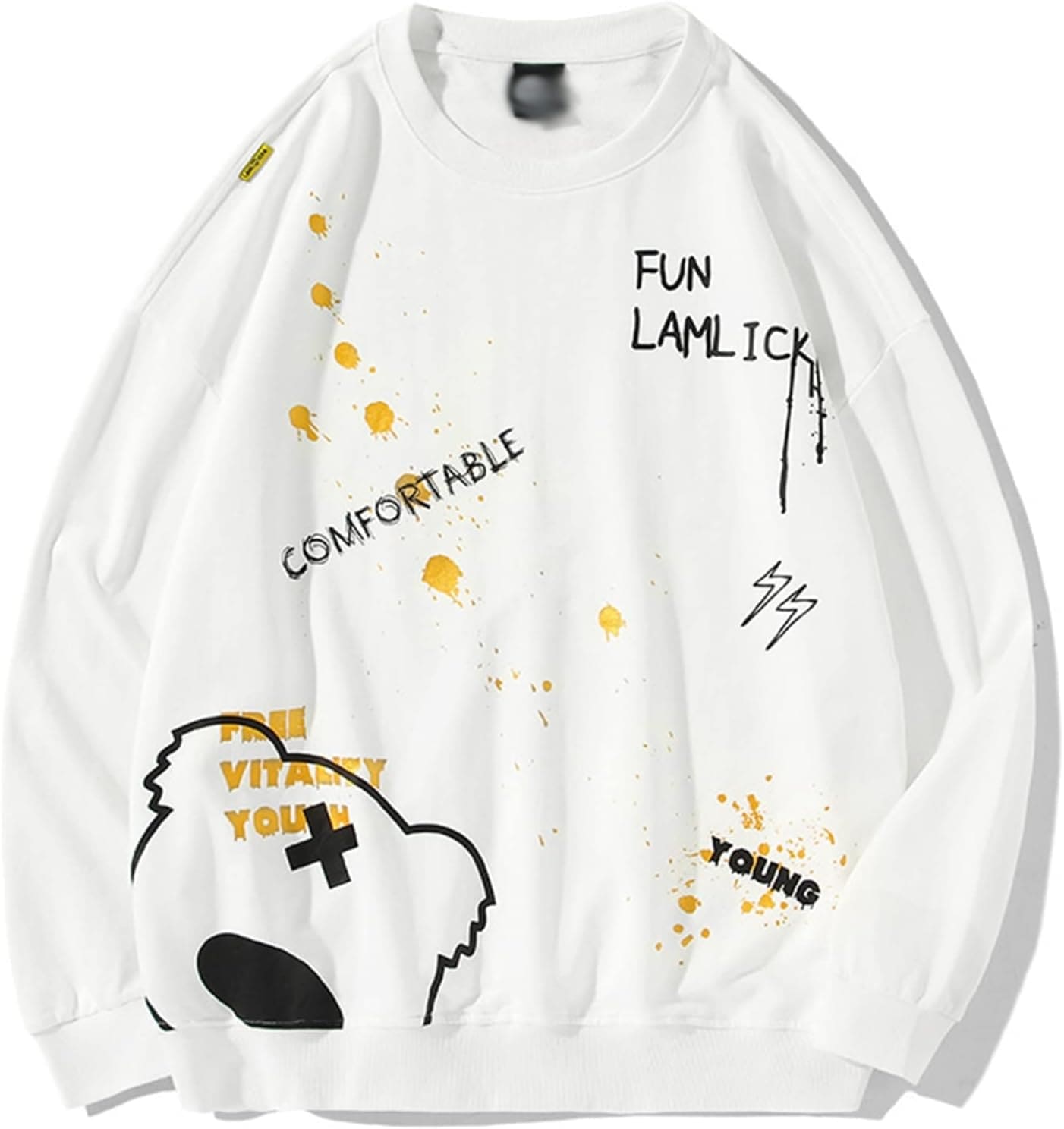 プルオーバー 男性用 長袖シャツ パーカー インナー クマ柄 可愛い 個性的 柔らかい ヒップホップ系 伸縮性 クルーネック 保温 吸汗 丈長め カジュアル カッコイイ オシャレ 肌触りがいい トップ