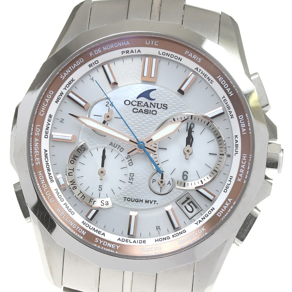 カシオ CASIO OCW-S2400PG-7AJF オシアナス デイデイト クロノグラフ ソーラー電波 メンズ _846421【中古】CASIO