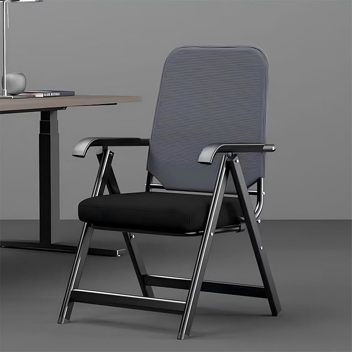 ミーティングチェア オフィスチェア パイプ椅子 完成品 折りたたみチェア 会議椅子 メッシュ背もたれ 通気性 高反発座面 人間工学 イス 軽量(グレー, 57.5x60x100cm)