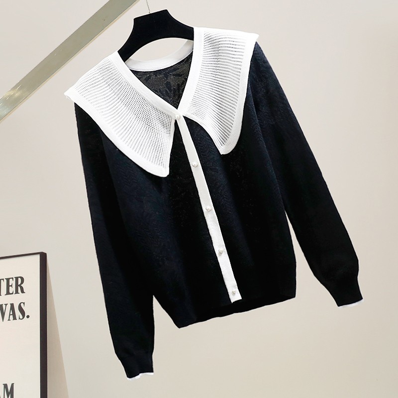 バイカラーパールボタンニット 全2色【tp0278】