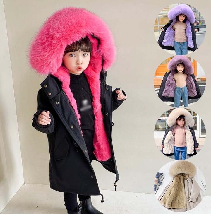 ファーコート 通園 通学 暖かい 男の子/女の子コート 裏起毛 韓国風 ファーコート フード付き 子供服 ベビー 子供コート ロングコート キッズ フェイクファー ファー ジャケット 中綿ジャケット
