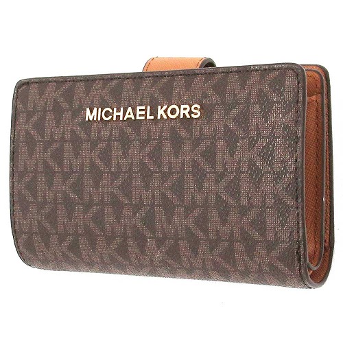 MICHAEL KORS マイケルコース アウトレット ジェット セット トラベル ビルフォールド ジップ コイン ウォレット 二つ折り財布 35F8GTVF2B BRN