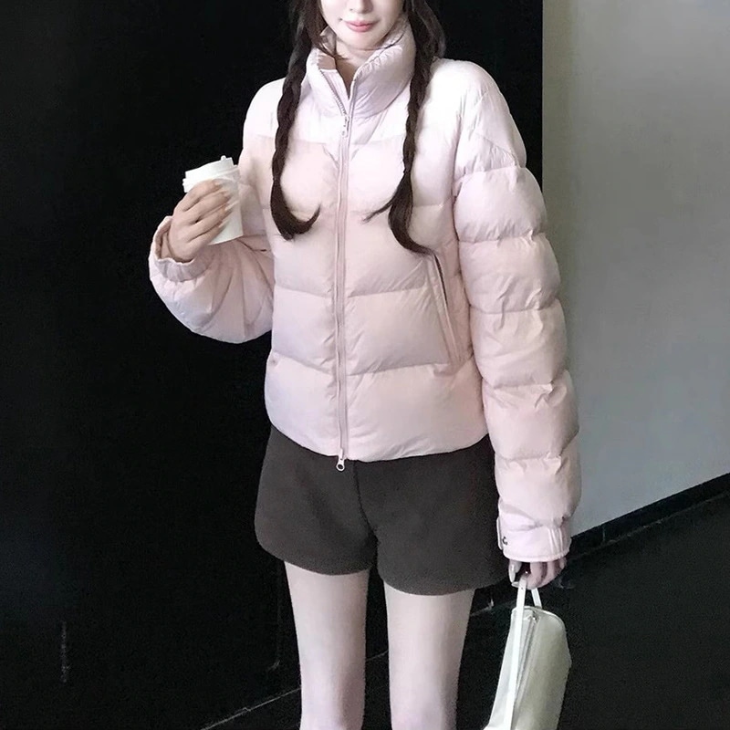 2025年冬新作：ホワイトダックダウン90%3プルーフ生地ふっくらとしたデザイン軽量ピンクダウンジャケットレディース用厚手コート