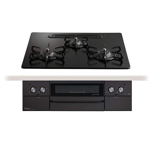 PD-829W-U60GZ-LP マッティーブラック WITHNA Black Line ビルトインガスコンロ (プロパンガス用・3口・両側強火タイプ・幅60cm)