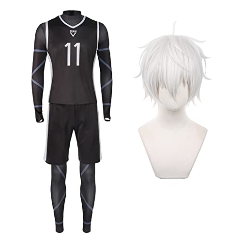 [] ブルーロック コスプレ 凪 誠士郎 コスプレ衣装 ウィッグ付き 凪誠士郎 サッカー ユニフォーム トレーニングウェア チームV なぎせいしろう 伍号棟 一次選考 背番11番 ブルーロックランク2