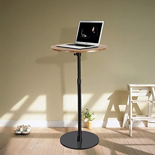 サイドテーブル ベッドサイド 丸 耐荷重10kg 高さ調整可能 小型家具 ミニテーブル テーブル ソファ 寝室テーブル リビング 軽量 木製 スチール製