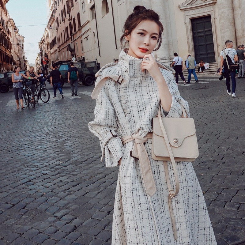 コート レディース 秋冬 ダウンジャケット ロング丈コート カジュアル 通勤 ハイネック 厚手 暖かい チェック 着痩せ アウター 韓国風 欧米風 大人 上品 2色-964