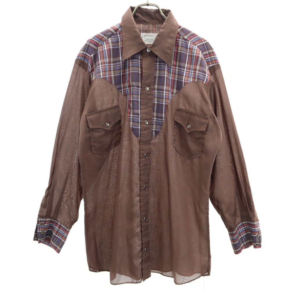 エイチバーシー 70s ヴィンテージ 長袖 ウエスタンシャツ ブラウン系 H BAR C メンズ 6,433円