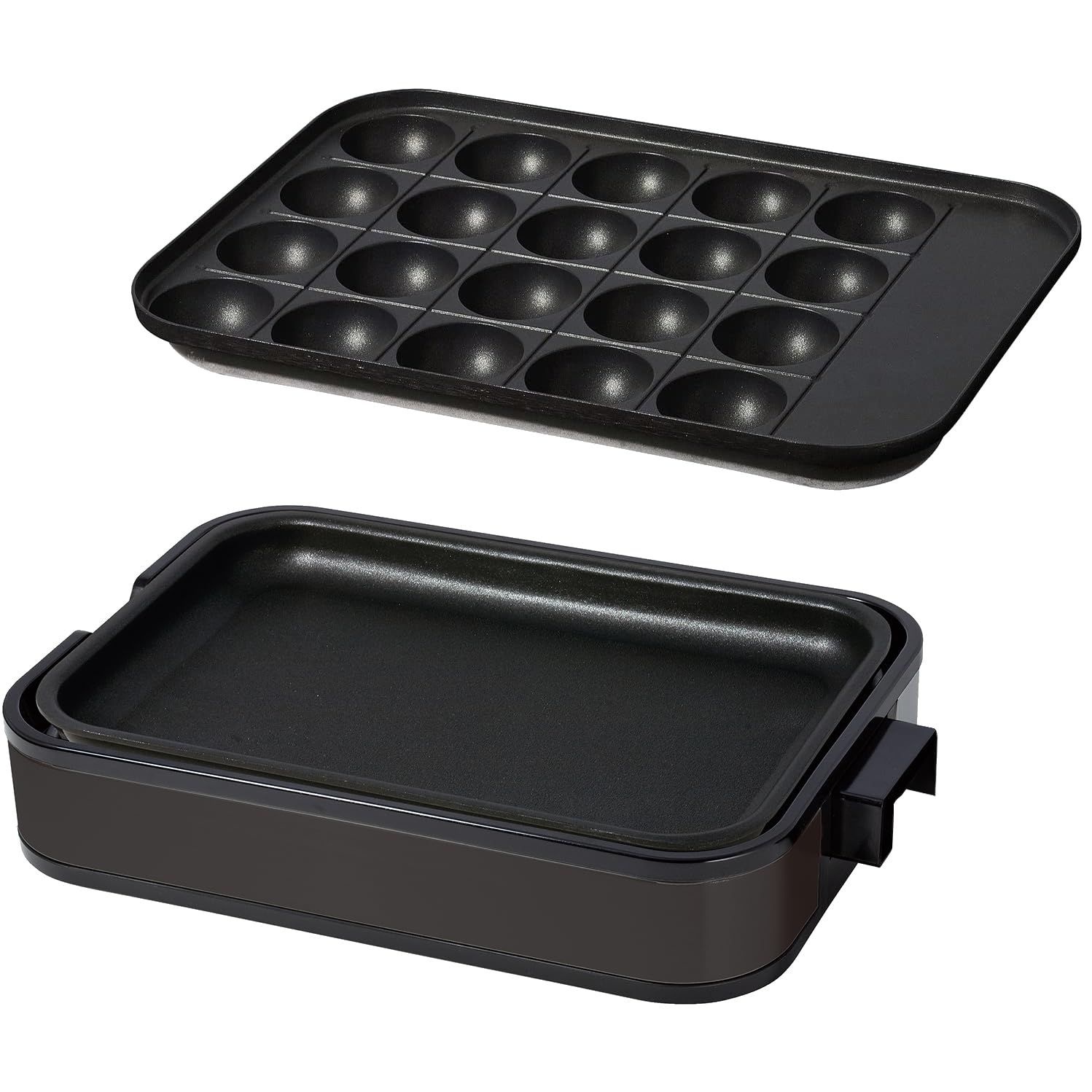 [山善] ホットプレート 一人暮らし 二人暮らし 2WAY (たこ焼きプレート 20穴 / 平面プレート) 小型 着脱式 フッ素コーティング 温度調節 ブラック YHA-W102(B)