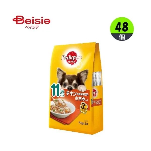 ペディグリー マースジャパンリミテッド ペディグリーP12111歳チキン＆緑黄色野菜とささみ入り70g×3袋×48個 犬 まとめ買い 業務用 12,000円
